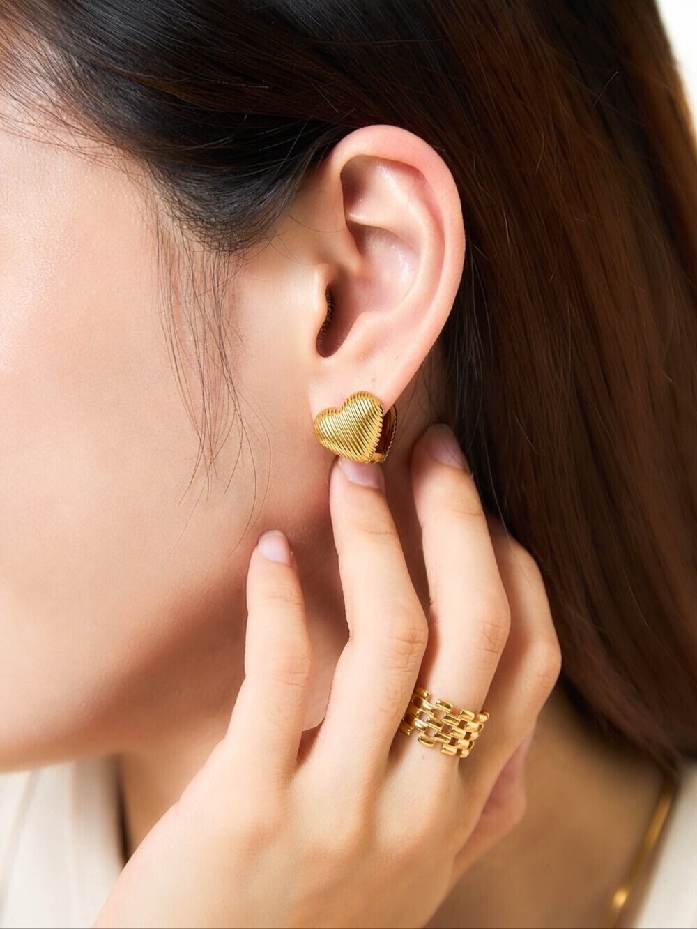 New Non Tarnish Double Heart Earrings Heavem Mayhem Inspired
